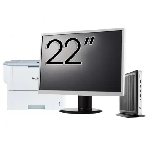 Pachet PC refurbished HP T630 Thin Client, AMD GX-420GI 2.00GHz, 8GB DDR4, 32GB SSD Flash + Monitor 22" &amp; Imprimanta Brother HL-L6300DW