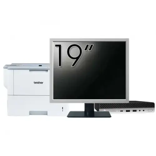 Pachet Calculator refurbished HP EliteDesk 800 G3 Mini PC, Intel Core i5-6500T 2.50GHz, 16GB DDR4, 256GB SSD + Monitor 19" &amp; Imprimanta Brother HL-L6300DW