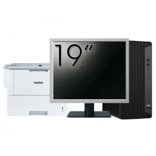 Pachet Calculator refurbished HP EliteDesk 800 G6 Tower, Intel Core i5-10400F 2.90 - 4.30GHz, 16GB DDR4, Placa Video AMD Radeon R7 430 2GB, 256GB SSD + Monitor 19" &amp; Imprimanta Brother HL-L6300DW
