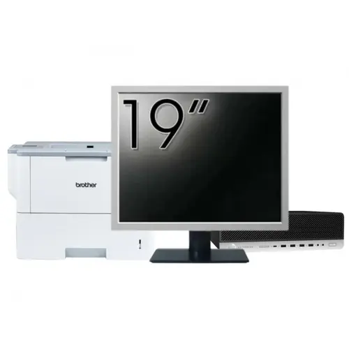 Pachet Calculator refurbished HP ProDesk 800 G3 SFF, Intel Core i5-7500 3.40 - 3.80GHz, 16GB DDR4, 500GB SSD + 1TB HDD, DVD-ROM + Monitor 19" &amp; Imprimanta Brother HL-L6300DW