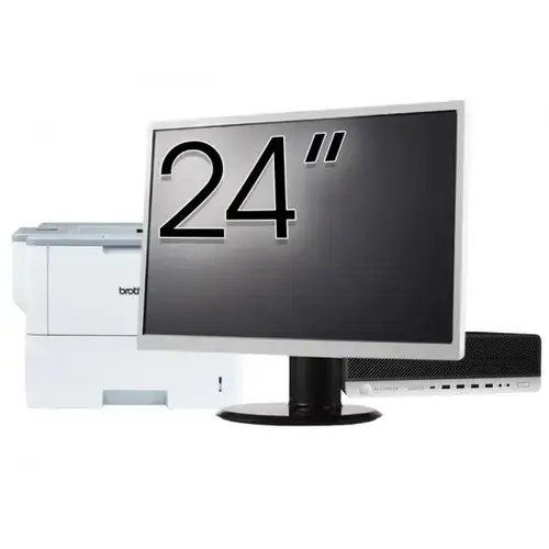 Pachet Calculator refurbished HP ProDesk 800 G3 SFF, Intel Core i5-7500 3.40-3.80GHz, 8GB DDR4, 256GB SSD + Monitor 24" &amp; Imprimanta Brother HL-L6300DW
