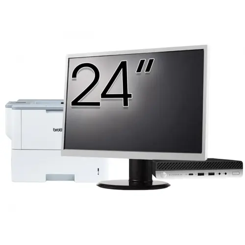 Pachet Calculator refurbished HP EliteDesk 800 G3 Mini PC, Intel Core i5-6500T 2.50GHz, 8GB DDR4, 256GB SSD + Monitor 24" &amp; Imprimanta Brother HL-L6300DW