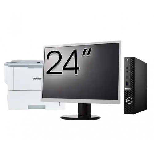Pachet Calculator refurbished DELL OptiPlex 7080 Mini PC, Intel Core i5-10500T 2.30 - 3.80GHz, 8GB DDR4, 256GB SSD + Monitor 24" + Imprimanta Brother HL-L6300DW