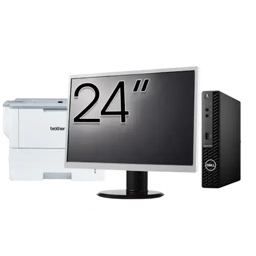 Pachet Calculator refurbished DELL OptiPlex 3090 Mini PC, Intel Core i3-10105T 3.00 - 3.90GHz, 8GB DDR4, 256GB SSD + Monitor 24" + Imprimanta Brother HL-L6300DW
