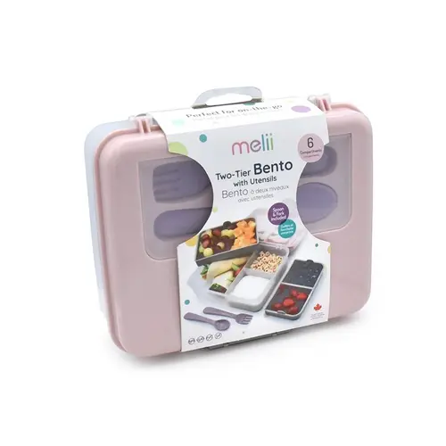 Cutie alimentara Melii Bento, 4 compartimente, cu lingura si furculita