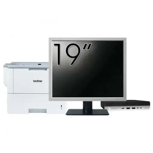 Pachet Calculator refurbished HP ProDesk 400 G4 Mini PC, Intel Core i3-8100T 3.40GHz, 8GB DDR4, 256GB SSD + Monitor 19" &amp; Imprimanta Brother HL-L6300DW