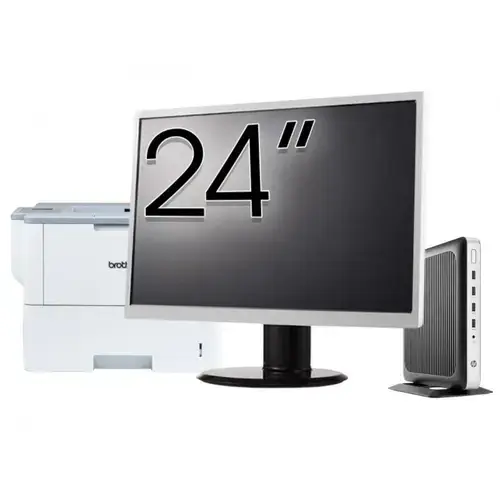 Pachet PC refurbished HP T630 Thin Client, AMD GX-420GI 2.00GHz, 8GB DDR4, 128GB SSD + Monitor 24" &amp; Imprimanta Brother HL-L6300DW