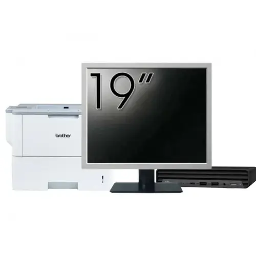 Pachet Calculator refurbished HP EliteDesk 800 G6 Mini PC, Intel Core i5-10500T 2.30 - 3.80GHz, 8GB DDR4, 256GB SSD + Monitor 19" &amp; Imprimanta Brother HL-L6300DW