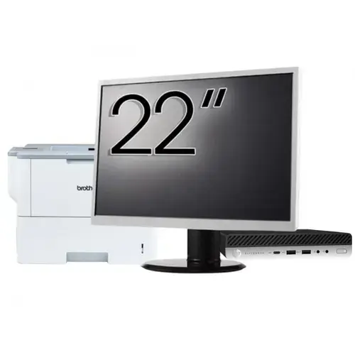 Pachet Calculator refurbished HP EliteDesk 800 G3 Mini PC, Intel Core i5-6500T 2.50GHz, 16GB DDR4, 512GB SSD + Monitor 22" &amp; Imprimanta Brother HL-L6300DW