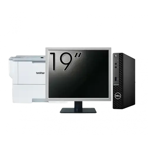 Pachet Calculator refurbished DELL OptiPlex 3090 Mini PC, Intel Core i3-10105T 3.00 - 3.90GHz, 8GB DDR4, 256GB SSD + Monitor 19" + Imprimanta Brother HL-L6300DW