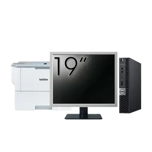 Pachet Calculator refurbished DELL OptiPlex 5060 Mini PC, Intel Core i5-8500T 2.10-3.50GHz, 8GB DDR4, 256GB SSD + Monitor 19" + Imprimanta Brother HL-L6300DW
