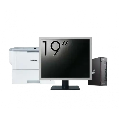 Pachet Calculator refurbished Fujitsu Esprimo Q958 Mini PC, Intel Core i5-8400 2.80 - 4.00GHz, 8GB DDR4, 256GB SSD + Monitor 19" + Imprimanta Brother HL-L6300DW