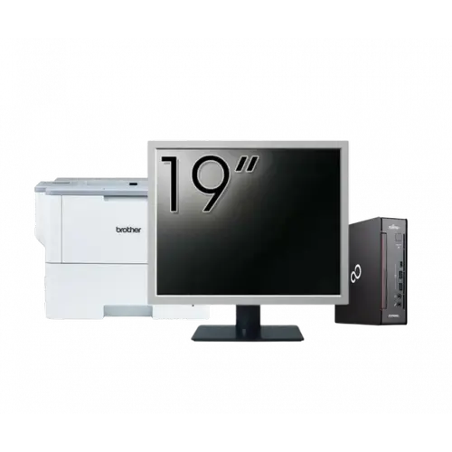 Pachet Calculator refurbished Fujitsu Esprimo Q958 Mini PC, Intel Core i5-9500 3.00 - 4.40GHz, 8GB DDR4, 256GB SSD + Monitor 19" + Imprimanta Brother HL-L6300DW
