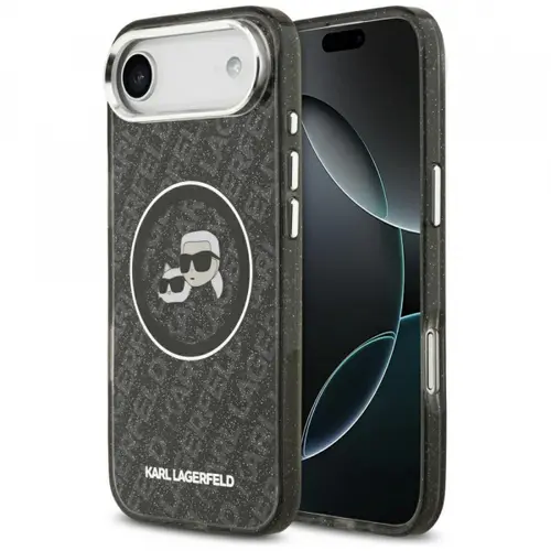 Husa MagSafe pentru Apple iPhone Air, Karl Lagerfeld, IML Glitter Karl & Choupette`s Heads, Neagra