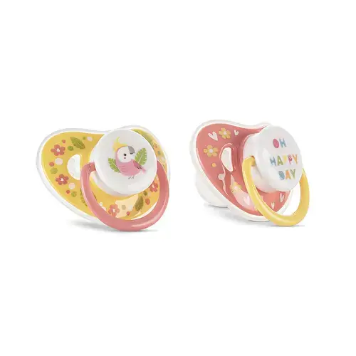 Set 2 suzete cu capac Lorelli, silicon moale, tetina rotunda, 6 luni+