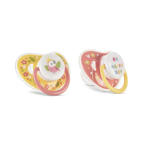 Set 2 suzete cu capac Lorelli, silicon moale, tetina rotunda, 6 luni+