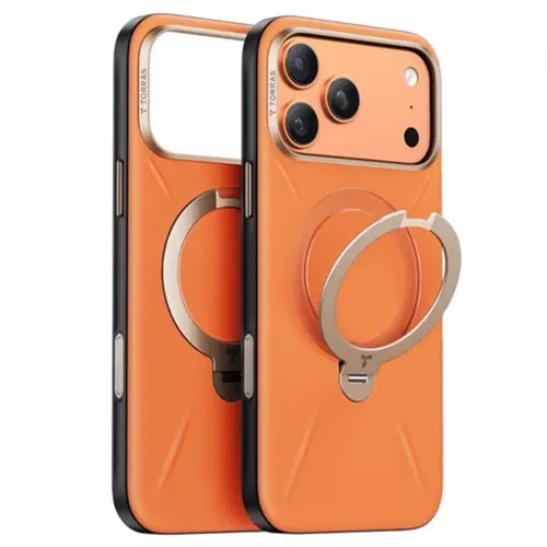 Husa MagSafe pentru Apple iPhone 17 Pro, Torras, QPRO Leather, Portocalie