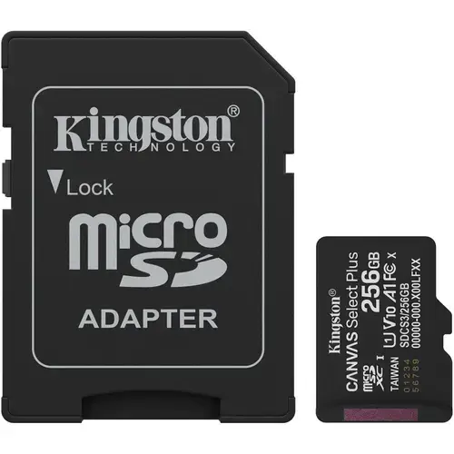 Card de Memorie MicroSDXC Kingston Select Plus, 256GB,  Clasa 10 UHS-I, Cu adaptor