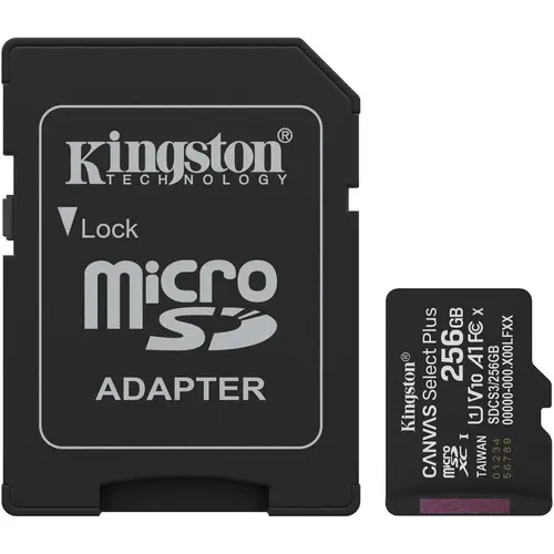 Card de Memorie MicroSDXC Kingston Select Plus, 256GB,  Clasa 10 UHS-I, Cu adaptor