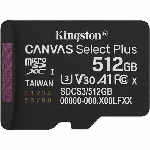Card de Memorie MicroSDXC Kingston  Select Plus, 512GB, Clasa 10 UHS-I Performance