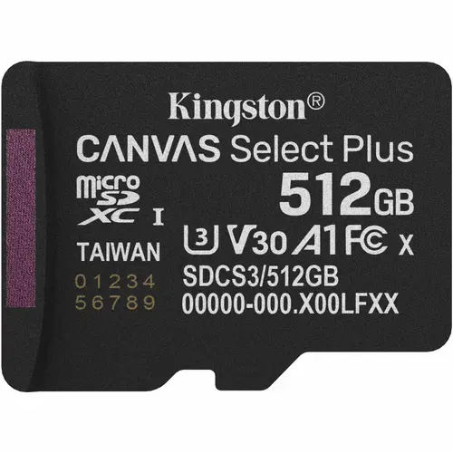 Card de Memorie MicroSDXC Kingston  Select Plus, 512GB, Clasa 10 UHS-I Performance