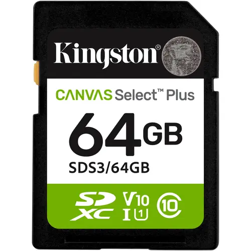 Card de Memorie SDXC Kingston Select Plus, 64GB,  Clasa 10 UHS-I