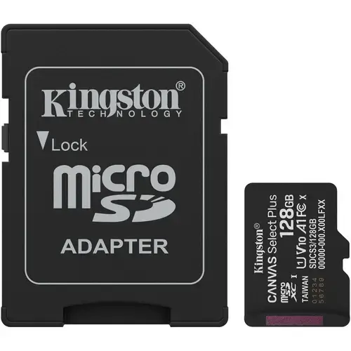 Card de Memorie MicroSDXC Kingston Select Plus, 128GB,  Clasa 10 UHS-I Performance, cu adaptor