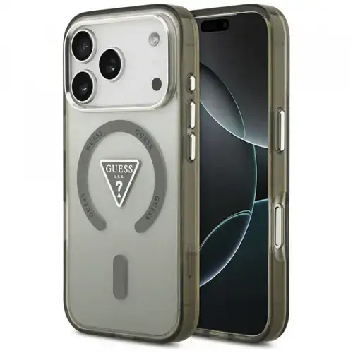Husa MagSafe pentru Apple iPhone 17 Pro Max, Guess, IML Gradient Triangle Logo, Kaki