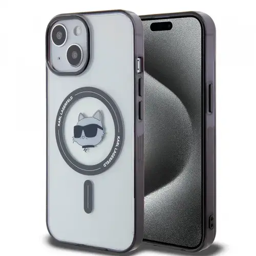 Husa MagSafe pentru Apple iPhone 15, Karl Lagerfeld, IML Choupette's Head, Transparenta