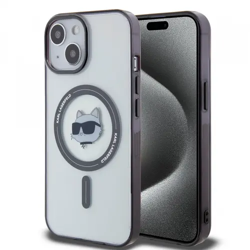 Husa MagSafe pentru Apple iPhone 15, Karl Lagerfeld, IML Choupette's Head, Transparenta