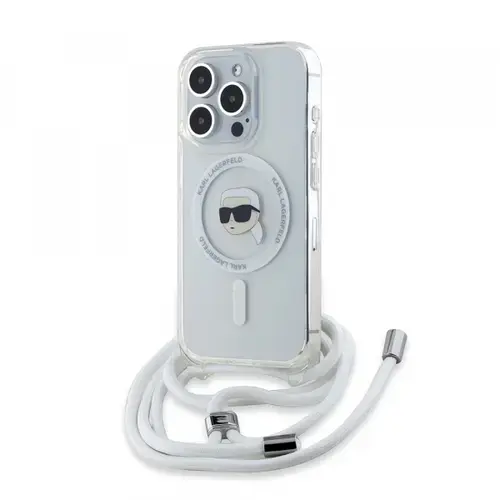 Husa MagSafe pentru Apple iPhone 15 Pro Max, Karl Lagerfeld, IML Crossbody Karl's Head, Transparenta