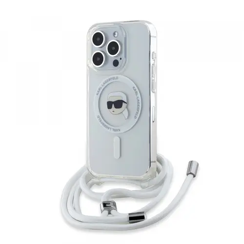 Husa MagSafe pentru Apple iPhone 15 Pro Max, Karl Lagerfeld, IML Crossbody Karl's Head, Transparenta