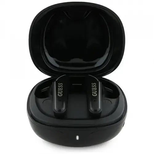 Casti True Wireless Guess Flat Classic Logo Electroplated, Bluetooth, Negru