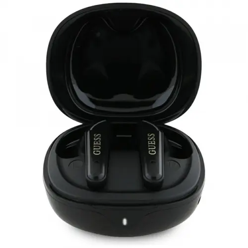 Casti True Wireless Guess Flat Classic Logo Electroplated, Bluetooth, Negru