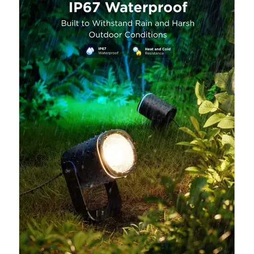 Spoturi de exterior Govee  H7093311, 2 bucati LED pentru exterior, 16 milioane de culori, 69 de moduri de scena, weather-resistant, Clasa energetica G