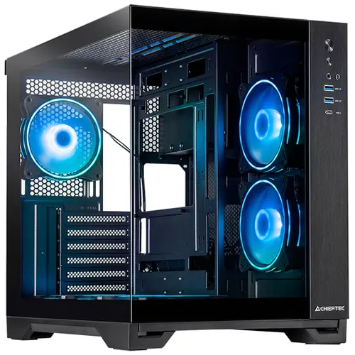 Carcasa Chieftec VISIO GM-30B-TG-OP, Dual Chamber, Tempered glass, Negru