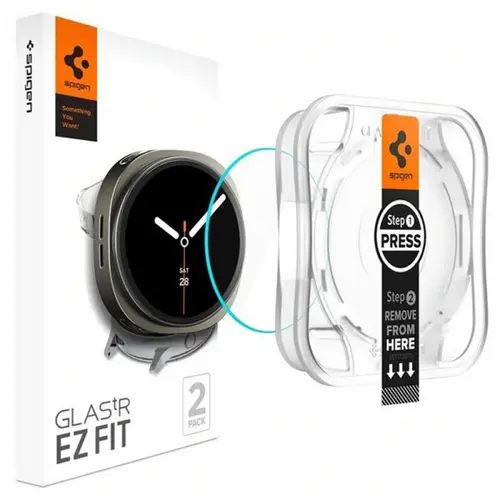 Folie Protectie Spigen GlastR EZ FIT pentru Samsung Galaxy Watch8 44mm, Set 2 bucati, Sticla Securizata