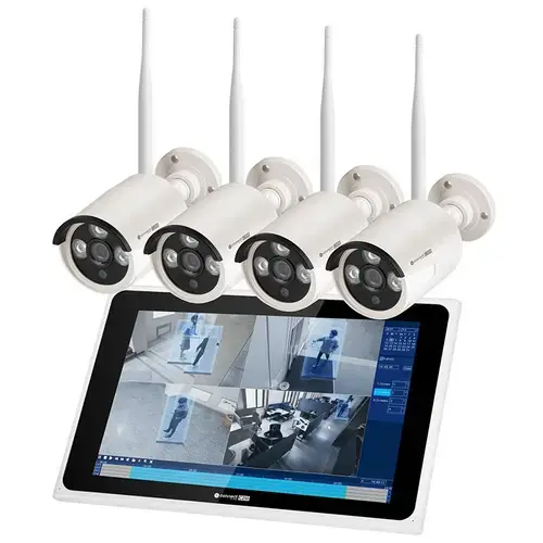 Kit supraveghere Kruger&Matz KM2241, 4 camere incluse, WiFi connect C210 Tuya, NVR cu display 10.1inch, Camera cu senzor CMOS, 3MP, 20 fps, Distanta IR 30m, IP66