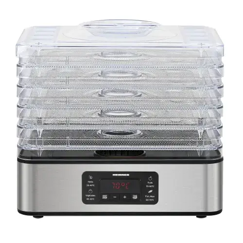 Deshidrator de alimente Heinner DryMaster Pro HFD-K400SS, 200-400, 5 tavi inox, control electronic, display LED, timer, interval 35-70°C