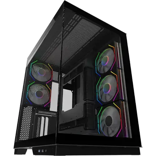 Carcasa AQIRYS Janus ARGB, Middle Tower, Iluminare LED ARGB, Negru