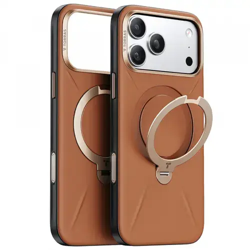Husa MagSafe pentru Apple iPhone 17 Pro, Torras, QPRO Leather, Maro