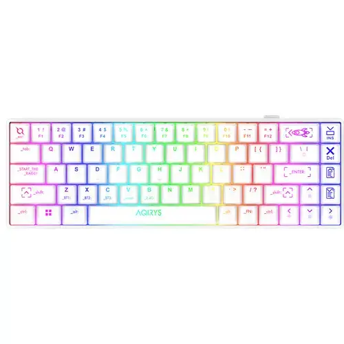 Tastatura wireless gaming AQIRYS Mira 2.0, HaiMu Red, iluminare RGB, Bluetooth, USB 2.0, Alb