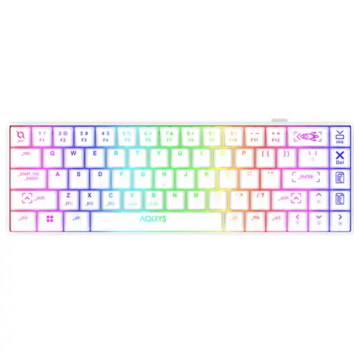 Tastatura wireless gaming AQIRYS Mira 2.0, HaiMu Red, iluminare RGB, Bluetooth, USB 2.0, Alb