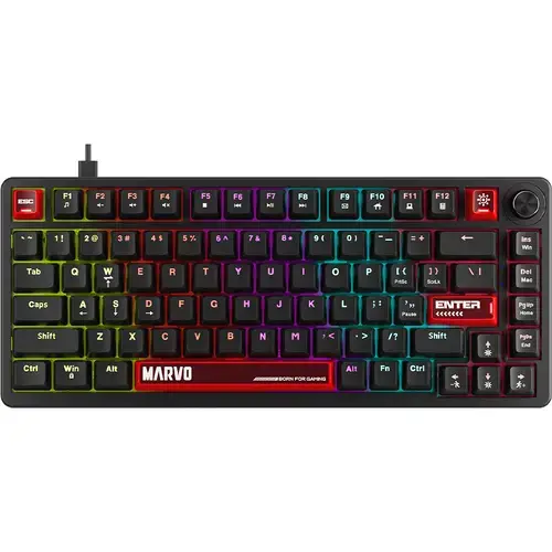Tastatura Mecanica Marvo KG936 Arma 82, iluminare LED Rainbow, USB, SwitchtTNT Peach, Negru
