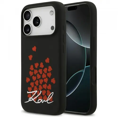 Husa MagSafe pentru Apple iPhone 17 Pro, Karl Lagerfeld, Heart Sign Logo, Neagra