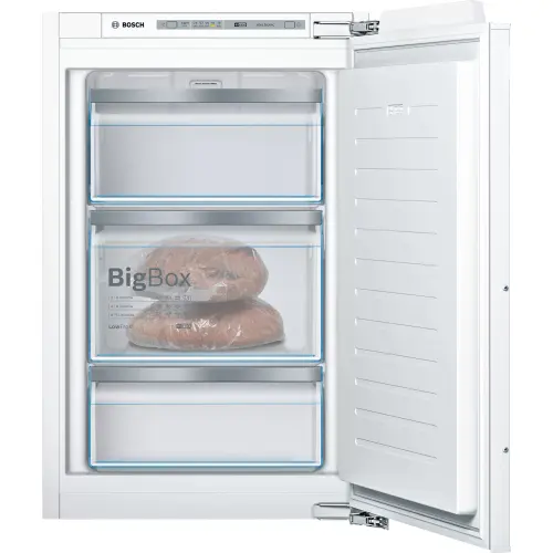 Congelator incorporabil Bosch GIV21AFE0, 96 l, LowFrost, 3 sertare, Clasa E, H 87 cm, Inox