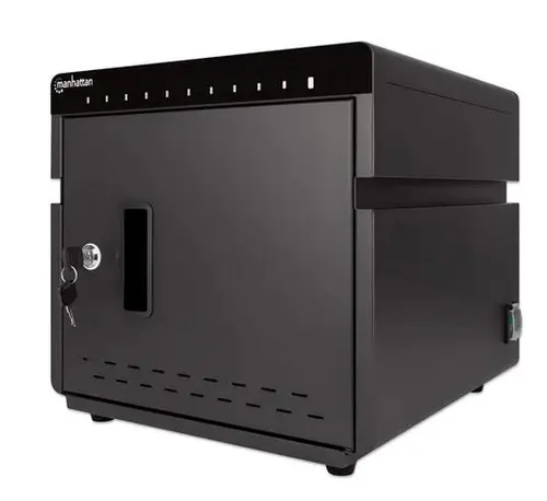 Statie de incarcare Manhattan 715942 pentru tablete si telefoane cu display de pana la 10inch, suporta pana la 10 dispozitive, tip port USB-C PD, putere totala 180, 18W per port, cu protectie la supratensiune, ventilatie silentioasa, carcasa de metal