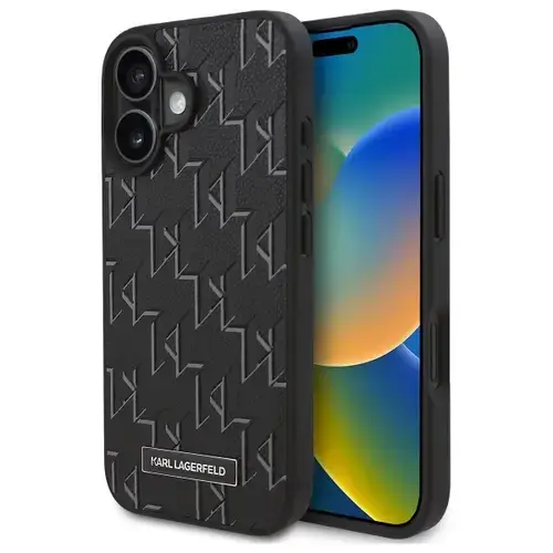 Husa MagSafe pentru Apple iPhone 16 Plus, Karl Lagerfeld, Hot Stamp, Neagra