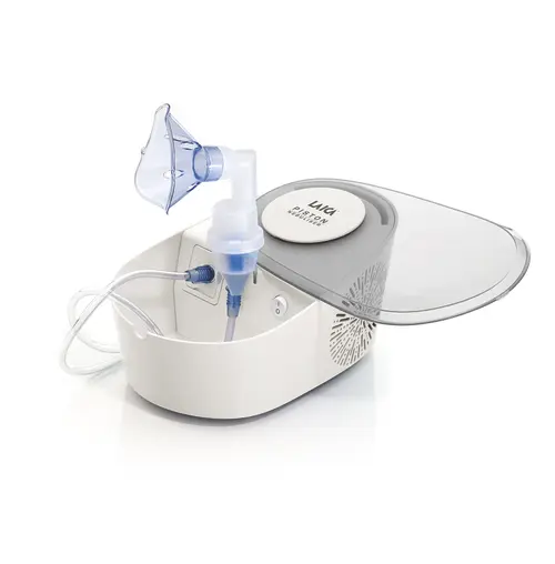 Aparat de aerosoli Laica NE2012, compartiment  accesorii, cu piston, copii si adulti