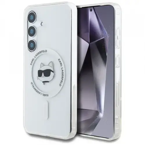 Husa MagSafe pentru Samsung Galaxy S25 S931, Karl Lagerfeld, IML Choupette's Head, Alba